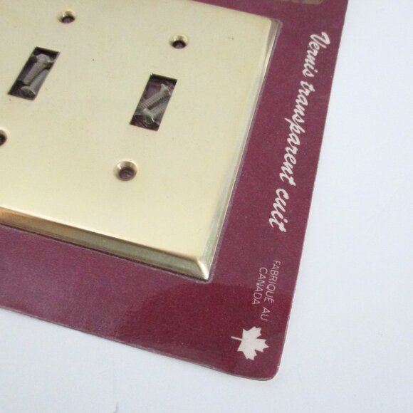 Brass Double Switch Plate Cover Made in Canada Still New in Package - Picture 3 of 5